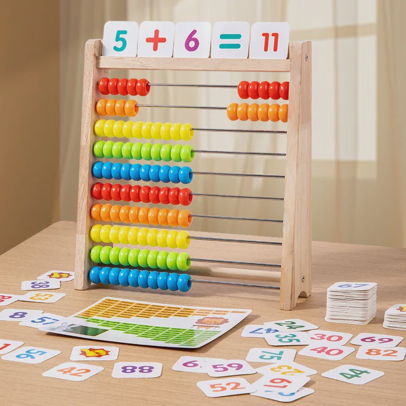 Houten Telraam Educatief Speelgoed - 100 Kralen voor Rekenonderwijs en Montessori Leren