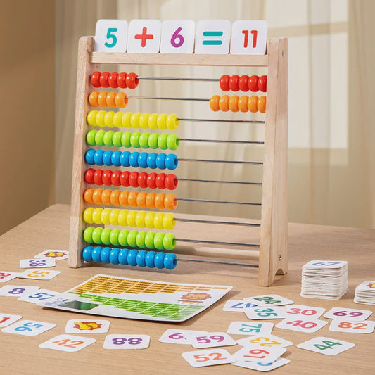 Houten Telraam Educatief Speelgoed - 100 Kralen voor Rekenonderwijs en Montessori Leren