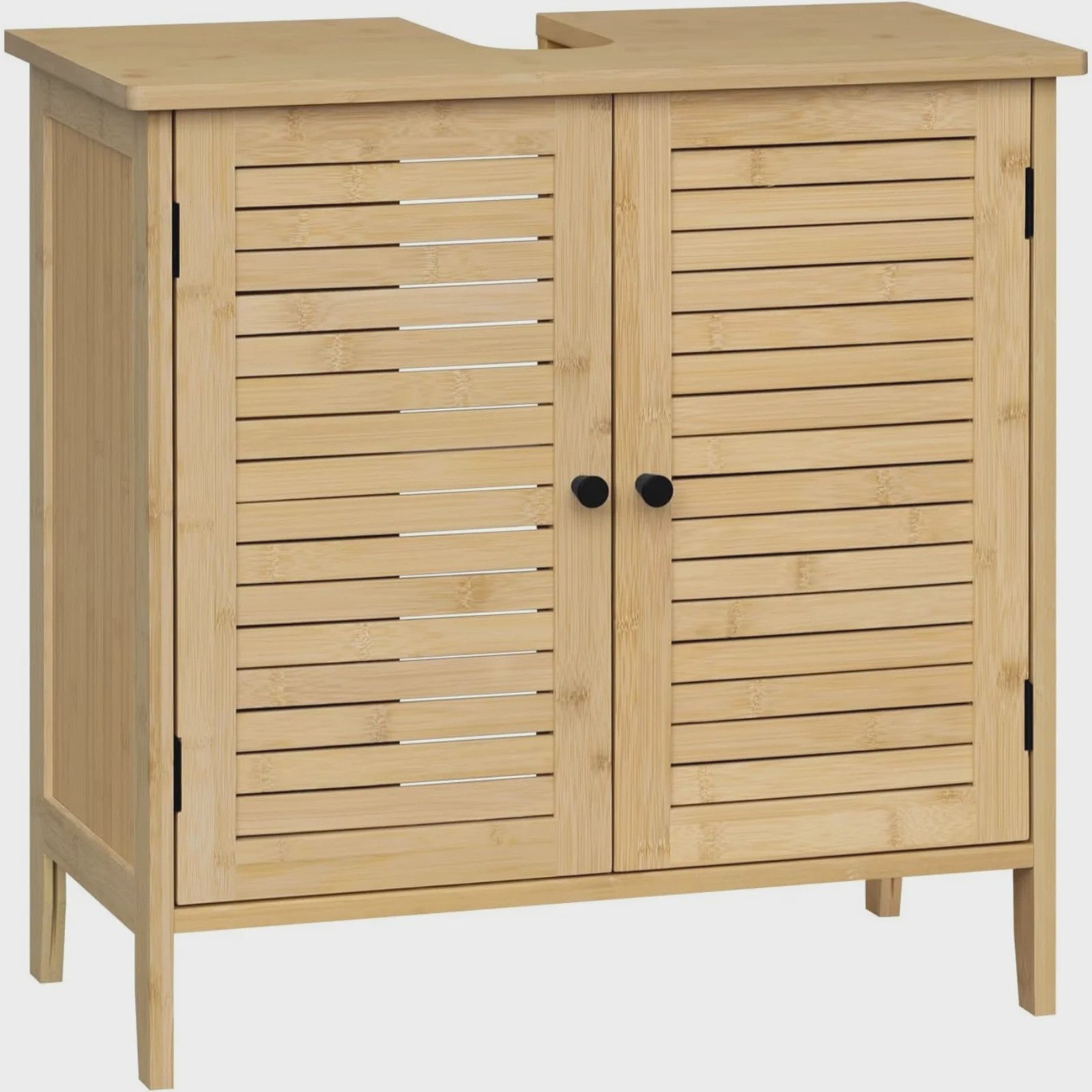 Bamboe Onderbouw Kast Badkamer 60x30x60cm met 2 Deuren en Verstelbare Plank