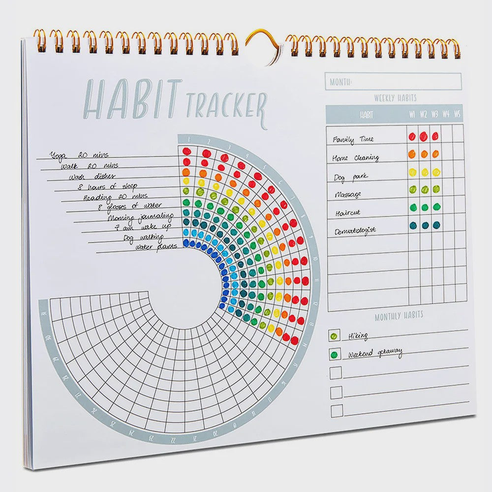 Motiverende Habit Tracker Kalender & Journal - 12 Maanden OngeДата, Plan Je Doelen
