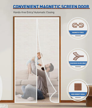 Magnetische Deurhor Zelfsluitend - Insectenwerend & Handsfree - Wit