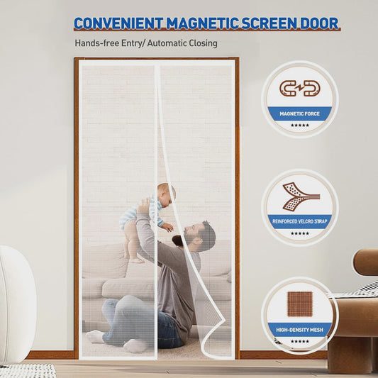 Magnetische Deurhor Zelfsluitend - Insectenwerend & Handsfree - Wit