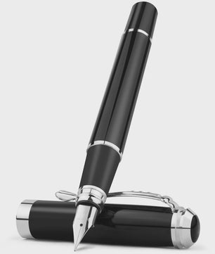 Luxe Zwarte Metalen Vulpen met Extra Fijne 0.38mm Penpunt - Ideaal voor Kalligrafie & Cadeau