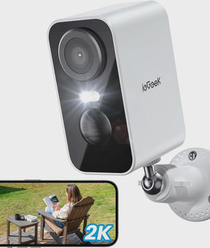 IeGeek 2K Draadloze Buitencamera met Kleuren Nachtzicht en Oplaadbare Batterij