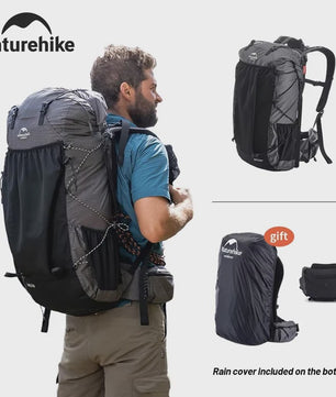 Naturehike Klimrugzak 60+5L - Ruime Outdoor Rugzak voor Reizen, Kamperen en Klimmen met Regenhoes