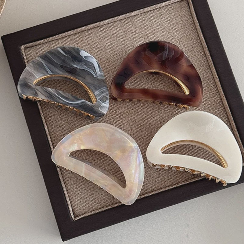 Chique Acetate Haarklem met Metaal - Medium, Stijlvol voor Dames