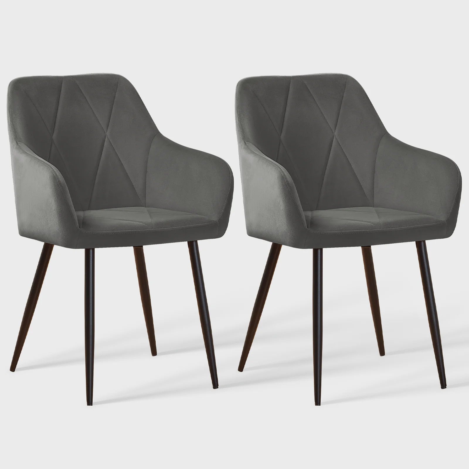 Stijlvolle Fauteuil met Armleuningen - Fluweel of Kunstleer, Zwarte Metalen Poten - Modern Design