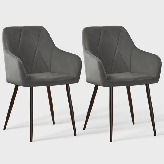 Stijlvolle Fauteuil met Armleuningen - Fluweel of Kunstleer, Zwarte Metalen Poten - Modern Design