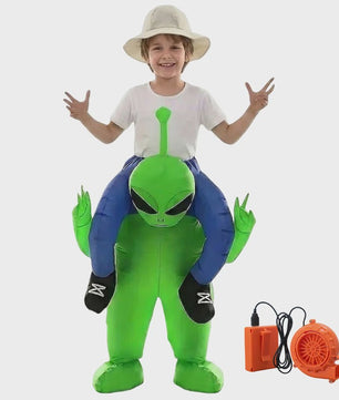 Opblaasbaar Alien Kostuum voor Kinderen & Volwassenen - Grappig Feest-, Halloween- & Carnavalskostuum
