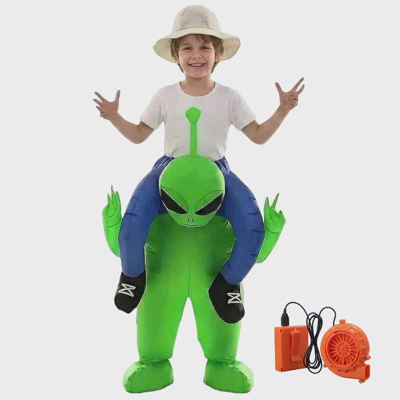 Opblaasbaar Alien Kostuum voor Kinderen & Volwassenen - Grappig Feest-, Halloween- & Carnavalskostuum