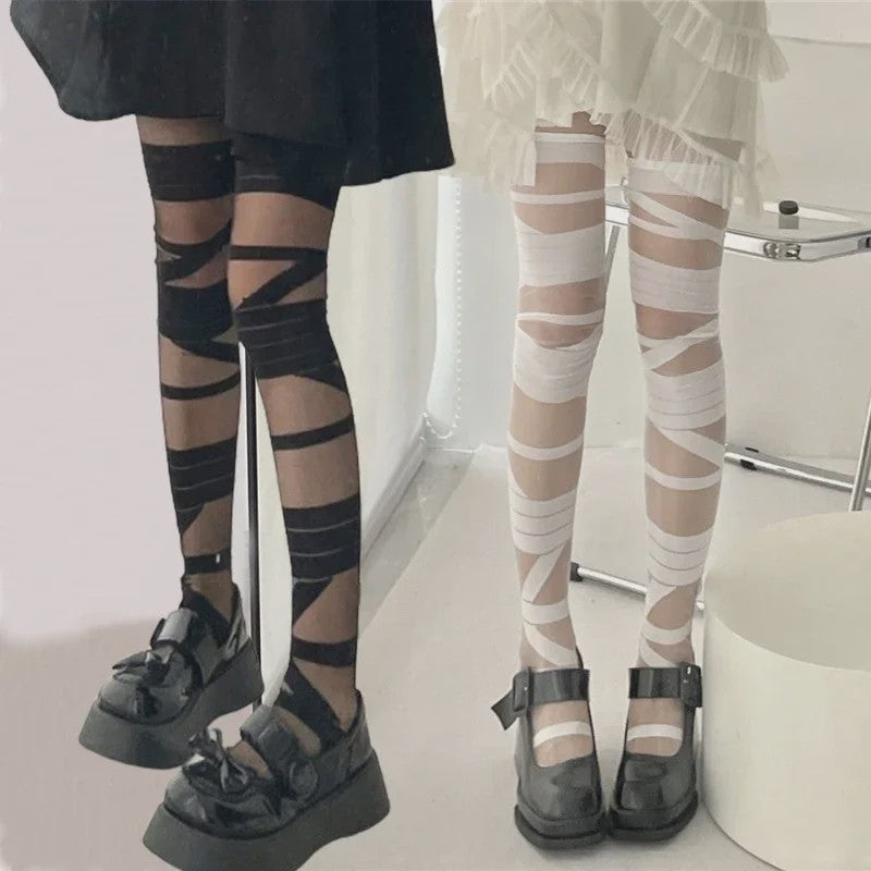 Dames Kniekousen met Bandage en Streep - Y2K, Lolita & Sexy Stijl