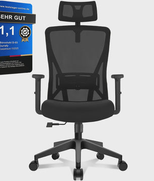 Ergonomische bureaustoel mesh met verstelbare hoofdsteun en lendensteun - 150kg belastbaar