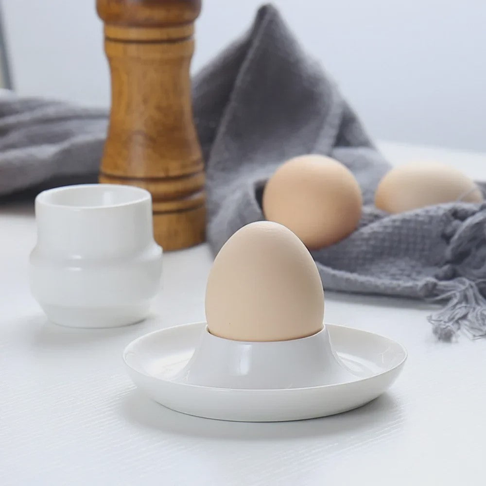 Set van 4 Luxe Porseleinen Eierdopjes - Stapelbaar & Elegant voor Ontbijt