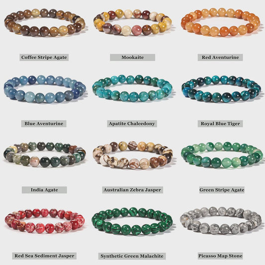Natuurstenen Armbanden (4-10mm) - Amethist, Tijgeroog & meer - Unisex Reiki Healing