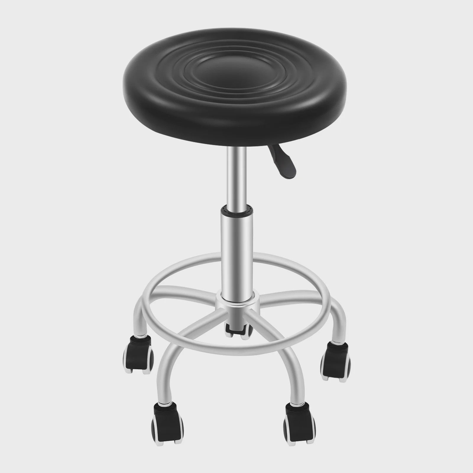 Verstelbare Bar Kruk met Wielen - 360° Draaibaar & 150kg Draagkracht