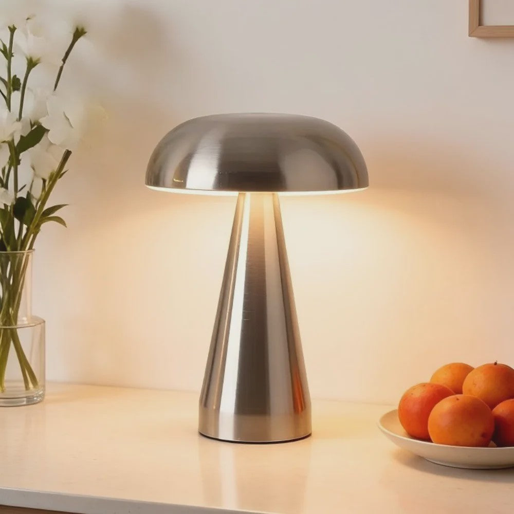 Retro Mushroom Tafellamp - LED, Touch Control, 3 Kleuren, Oplaadbaar