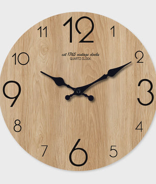 Moderne Houten Wandklok met Houtnerf Textuur - Stille Werking & Batterijgevoed - 10-16 Inch
