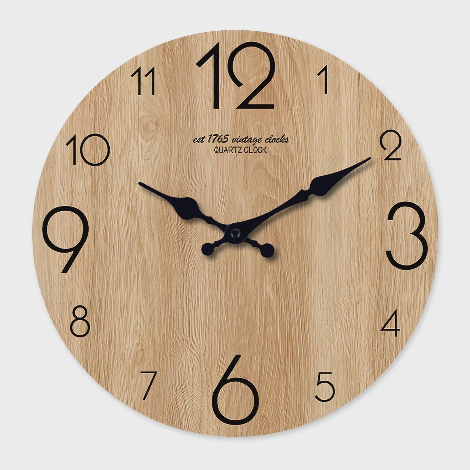 Moderne Houten Wandklok met Houtnerf Textuur - Stille Werking & Batterijgevoed - 10-16 Inch