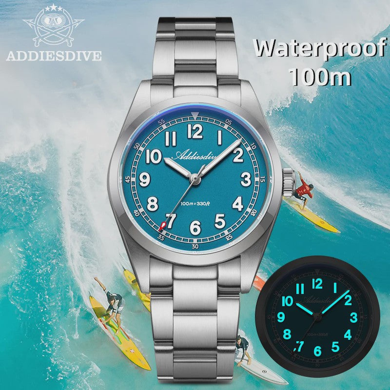 ADDIESDIVE Luxe Heren Quartz Horloge - 100m Waterdicht, Saffierglas & BGW9 Lume (AD2521)