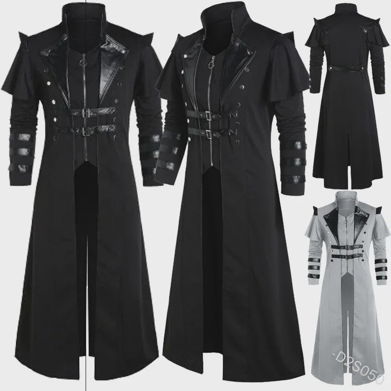 Lange Steampunk Jas voor Heren - Middeleeuws Gothic Piraat Kostuum