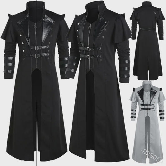 Lange Steampunk Jas voor Heren - Middeleeuws Gothic Piraat Kostuum