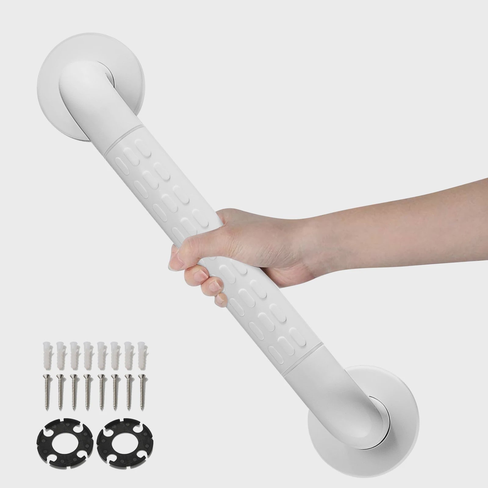 Antislip Beugel 35cm Wit RVS - Veiligheidshandgreep met Fluoriserende Ring voor Badkamer & Douche