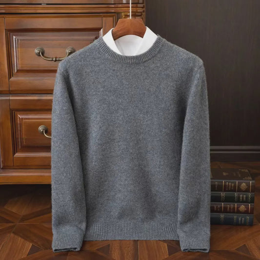 Heren Kasjmier Trui met Ronde Hals - Losse Pasvorm, Oversized - Herfst/Winter Collectie