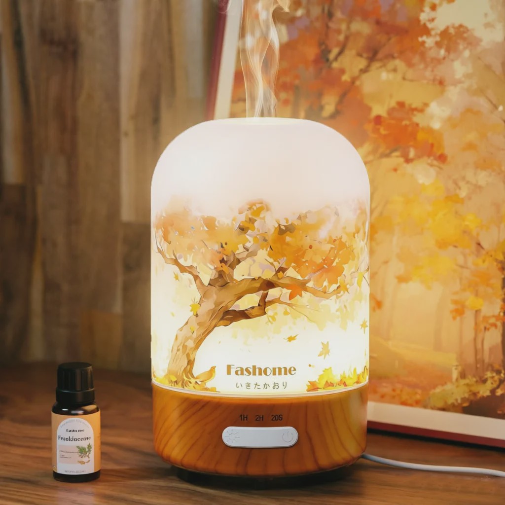 Luxe Glazen Aroma Diffuser met Nachtlampje - 100ml Ultrasone Luchtbevochtiger
