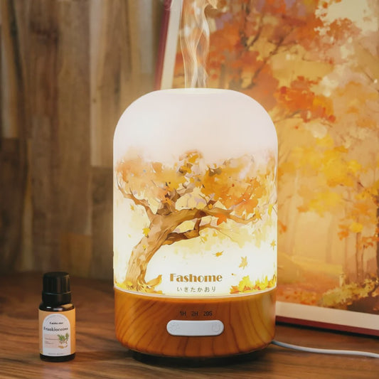 Luxe Glazen Aroma Diffuser met Nachtlampje - 100ml Ultrasone Luchtbevochtiger