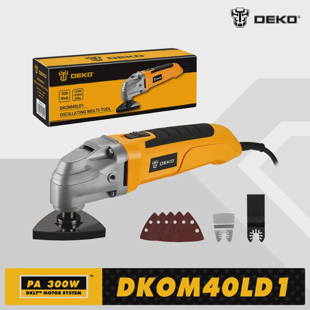 DEKO DKOM40LD1 Multifunctionele Oscillerende Tool - 300W, Variabele Snelheid voor Houtbewerking & DIY