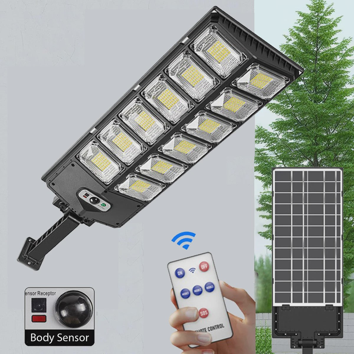 Krachtige Solar Buitenlamp met Bewegingssensor - LED Tuinverlichting