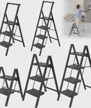 Opvouwbare Steekladder met Optionele Handgreep - 2/3/4 Treden, 250kg Belastbaar