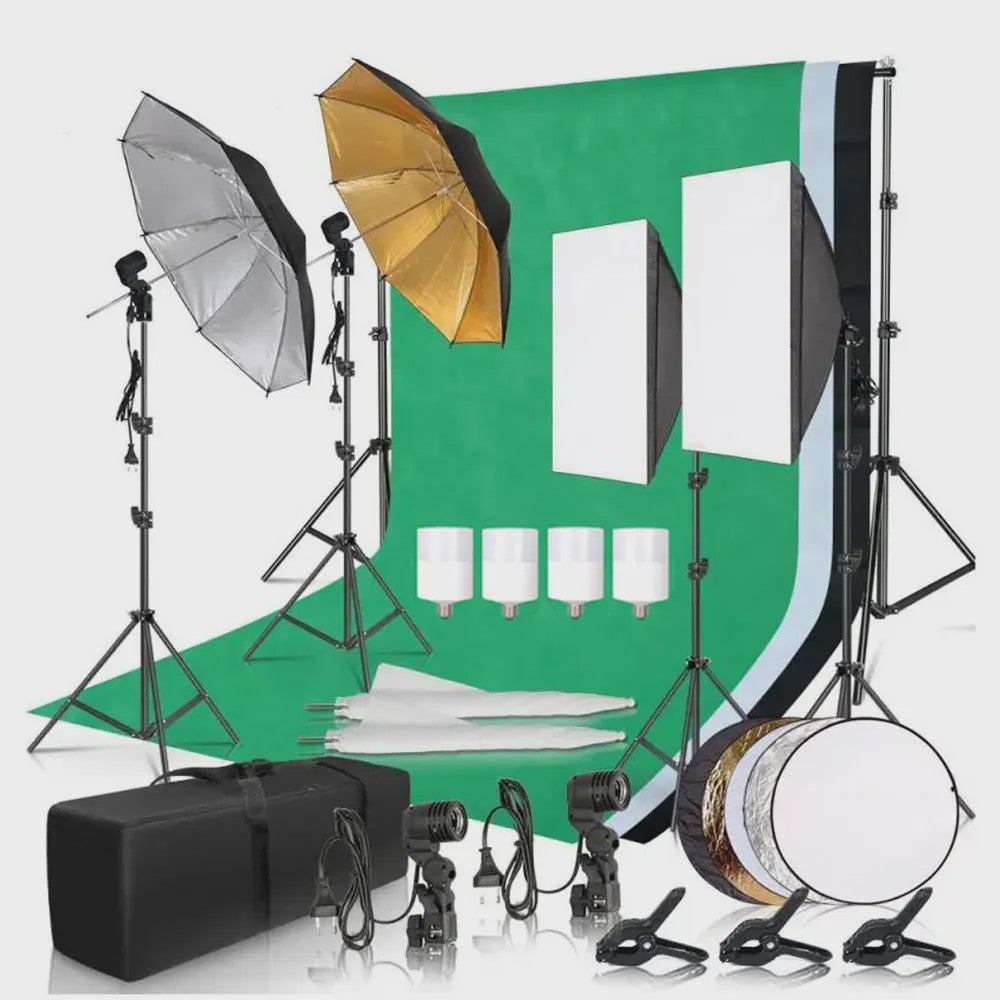 Professionele Fotostudio Softbox Verlichtingskit met Achtergrondframe en Backdrops