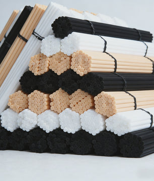 100x Diffuser Stokjes - 3mm x 240mm - Houtkleur, Zwart & Wit - Geurverspreider