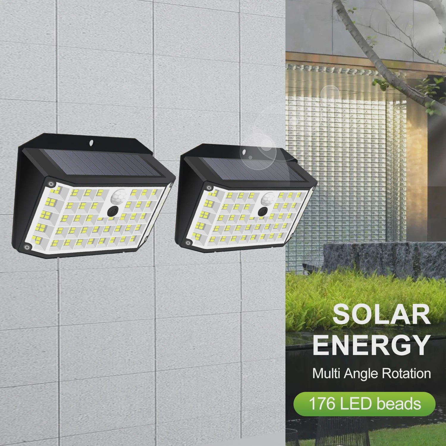 Solar Buitenlamp met Bewegingssensor - 176 LED, IP65 Waterdicht, 3 Modi
