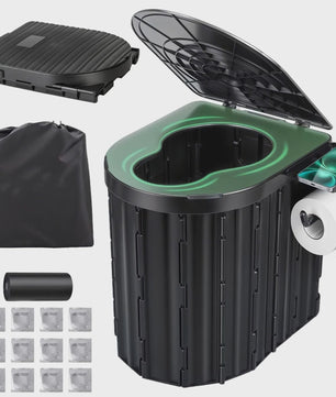 Draagbaar Camping Toilet met Deksel & Toiletrolhouder - Noodtoilet voor Reizen, Kamperen, Auto, Kind & Volwassene