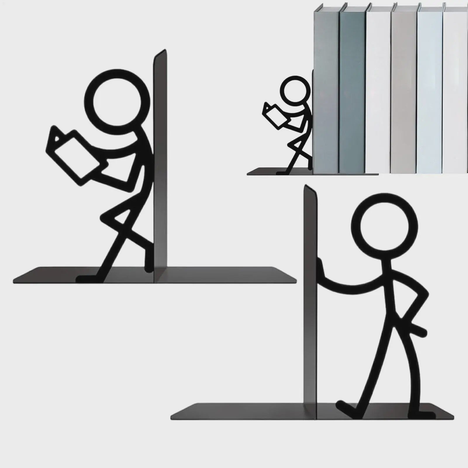 Unieke Metalen Boekensteunen - Abstracte Kunst & Decoratie voor Boekenkasten