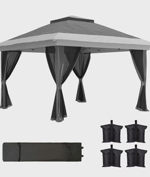 Outsunny Partytent 3.6x3.6m met 4 UV-beschermende Mesh Zijwanden