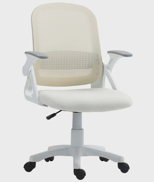 Ergonomische Bureaustoel met Mesh Rugleuning, Opklapbare Armleuningen en In Hoogte Verstelbaar - Wit