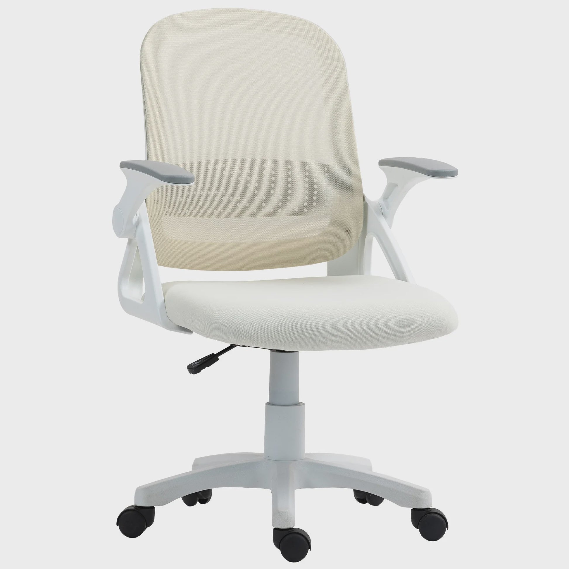 Ergonomische Bureaustoel met Mesh Rugleuning, Opklapbare Armleuningen en In Hoogte Verstelbaar - Wit
