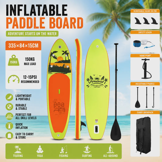 FunWater Opblaasbaar SUP Board 335x84x15cm - Anti-slip, Complete Set