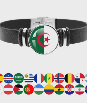 Leren Armband met Vlag van [Land] - Stijlvolle Bangle voor Dames en Heren