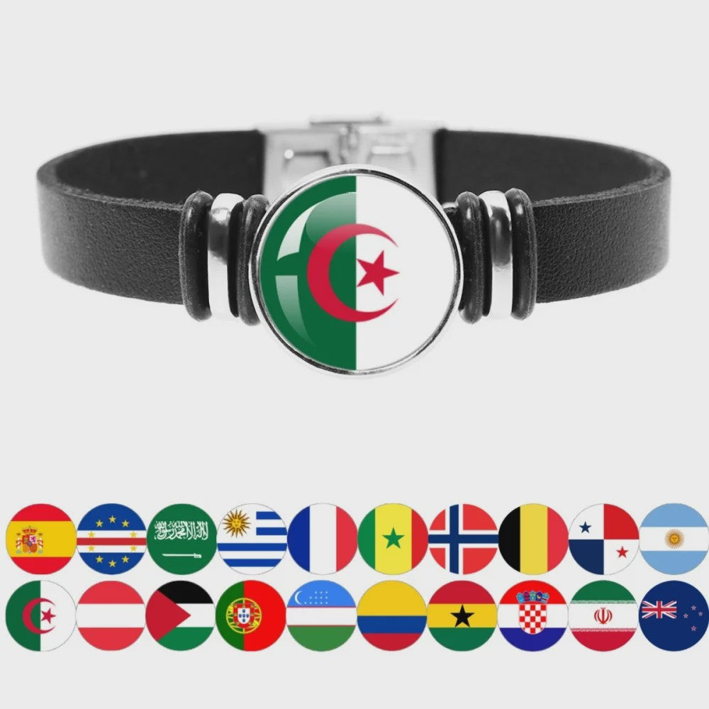 Leren Armband met Vlag van [Land] - Stijlvolle Bangle voor Dames en Heren