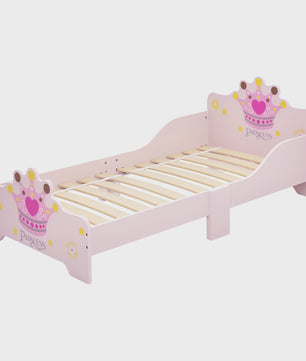 Roze Prinsessen Kinderbed 140x70 cm met Kroon Design - MDF Hout