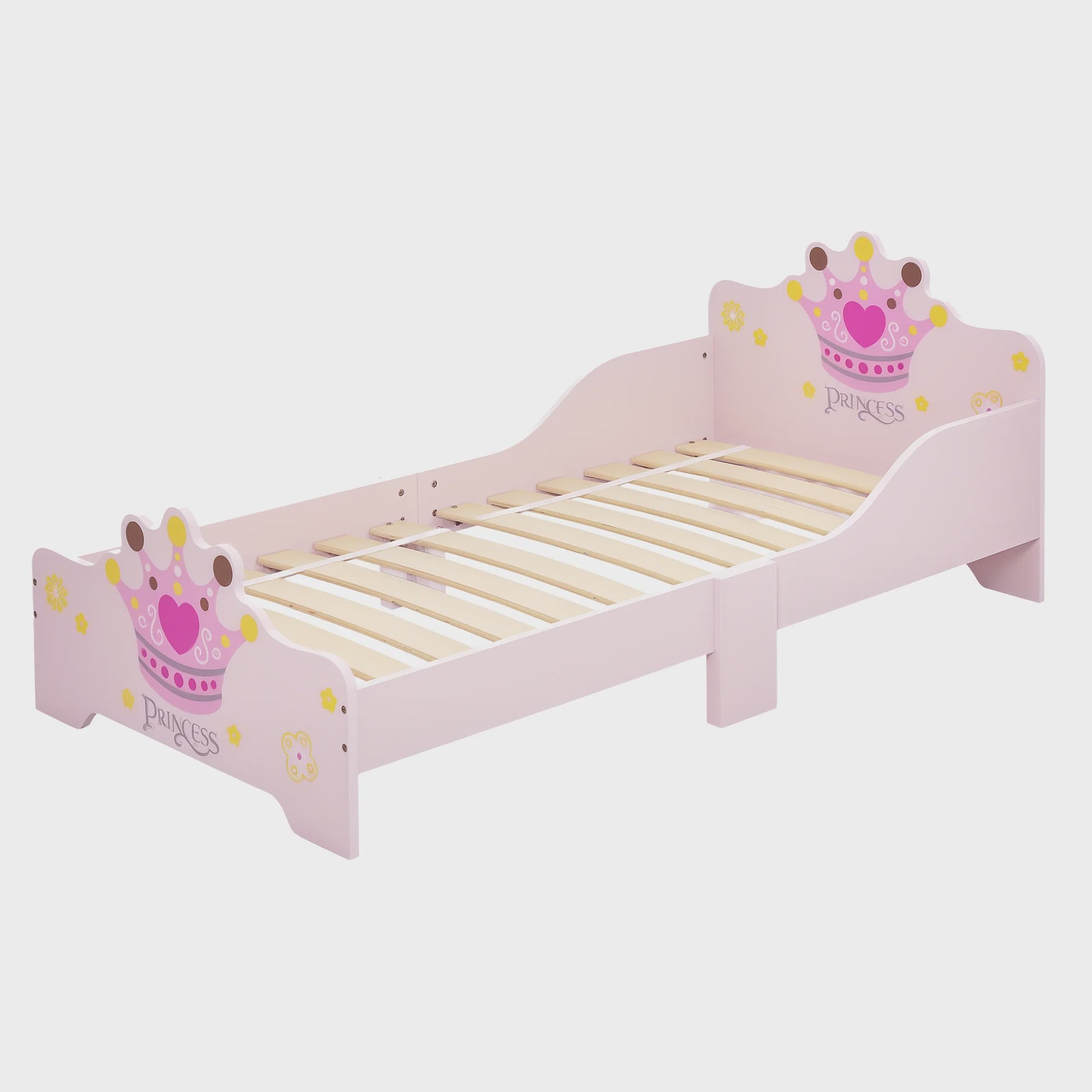 Roze Prinsessen Kinderbed 140x70 cm met Kroon Design - MDF Hout