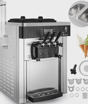 VEVOR Professionele Softijsmachine 3 Smaken 18L/U - 2+1 Smaken met 2200W Compressor