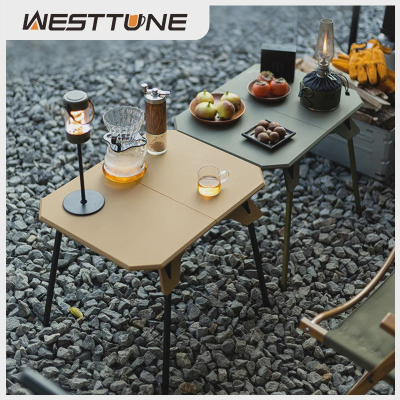 WESTTUNE Ultralichte Opvouwbare Campingtafel - Dubbel Doel, Draagbaar & Verstelbaar voor Buitenactiviteiten