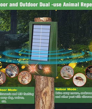 Solar Dier Afweerder met Ultrasone Geluid & LED Licht - Buiten & Binnen