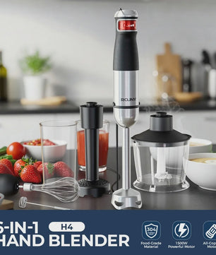 ROUNY 1500W Staafmixer Set 6-in-1 met RVS Staaf, Hakker, Garde & Maatbeker
