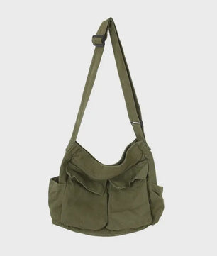 Vintage Canvas Schoudertas Dames - Ruime Crossbody Tas voor Reizen & Mode